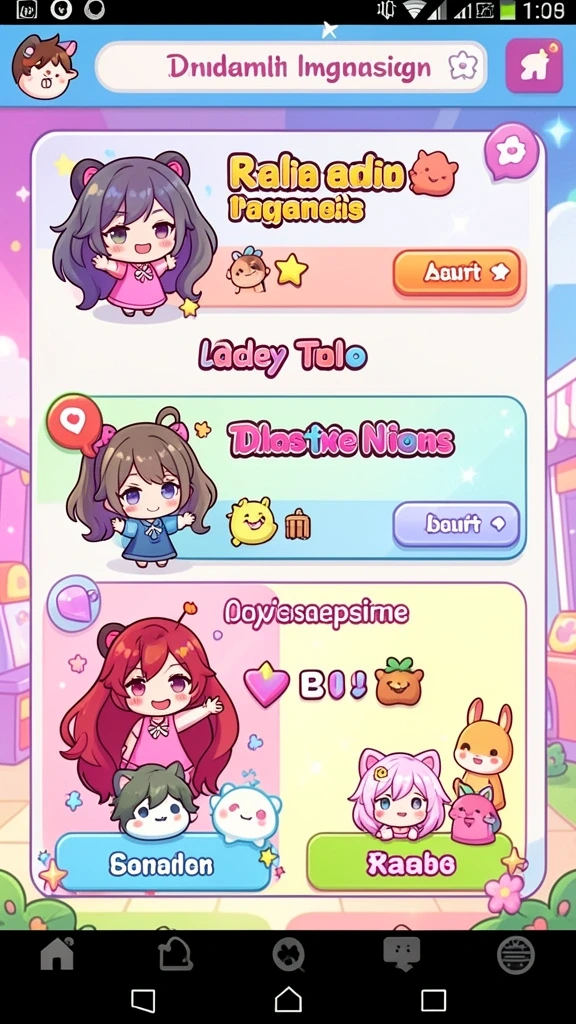 Screenshot memperlihatkan tema permainan yang beragam dan warna-warni.